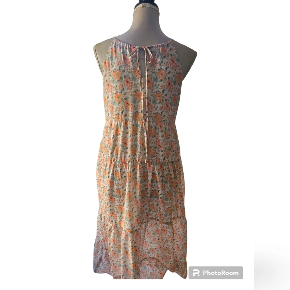 Yours Truley | Spring Maxi Dress | Size 10| POCKETS | Orange and green flowers| - Picture 4 of 6